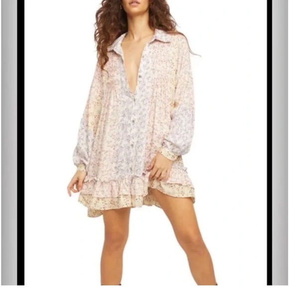 Cato Printed Tunic Dress Ditsy Floral Multi Pastel Size M- L - Picture 1 of 17